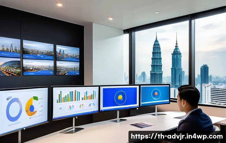 초개인화 마케팅의 도전과 기회 - A modern Thai digital marketing office environment, showing a diverse team of professionals analyzin...