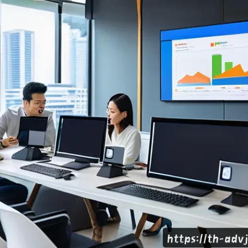 Home 31 초개인화 마케팅의 통합적 접근 방식 - A modern Thai marketing office scene showing diverse professionals collaborating around digital scre...